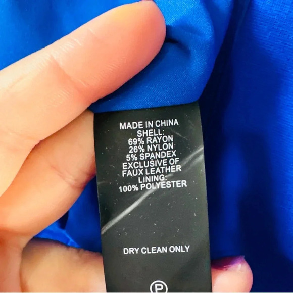 VINCE CAMUTO Emperor Blue Rough & Refined Vegan Leather Blazer Jacket Petite 6 - Picture 5 of 10